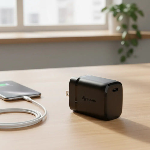 Cargador Gan Steren Eli-7032 Usb-c Power Delivery 30w Negro