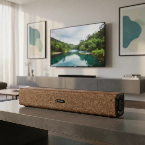 Barra De Sonido Steren Boc-880ca Bluetooth Café Madera Chocolate