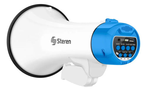 Megáfono Steren Mg-275 Con Grabador Batería Recargable Blanco