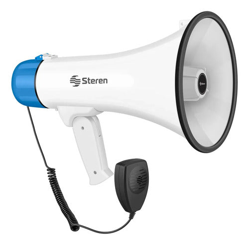 Megáfono Steren Mg-275 Con Grabador Batería Recargable Blanco
