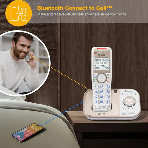 Conmutador At&t Bl112-4 Con Contestadora Blanco Plata