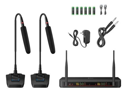 Steren Mic-8025 Sistema 2 Microfonos Flexibles Inalambricos Negro