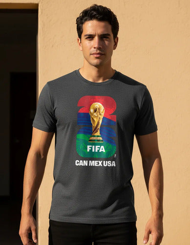 Playera Mundial Fifa 2026 Original Costco Usa Gris Oscuro Gris Logo S