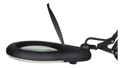 Lámpara Led Con Lupa 5x Steren Her-740ne Brazo Articulado Negro