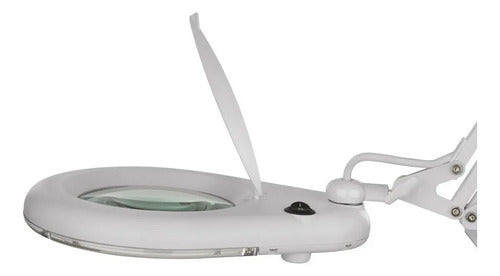 Lámpara De Mesa Con Lupa Steren Her-740bl Blanca 56 Leds Blanco