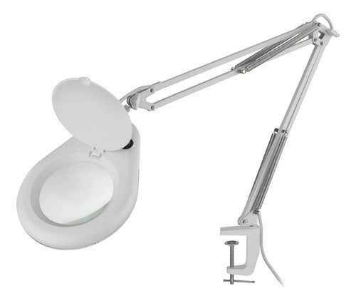 Lámpara De Mesa Con Lupa Steren Her-740bl Blanca 56 Leds Blanco