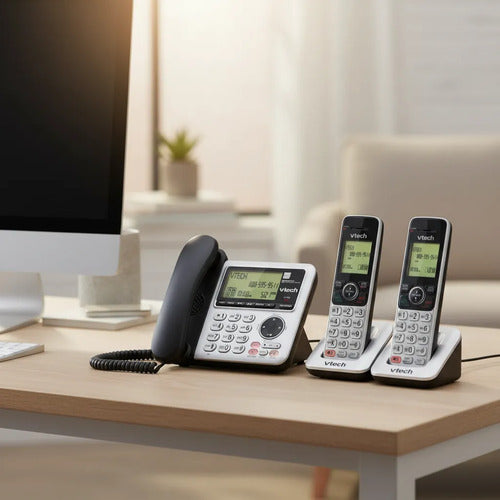 Teléfono Alámbrico E Inalámbrico Vtech Cs6649-2 Dect 6.0 Gris