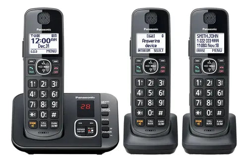 Teléfono Inalámbrico Panasonic Kx-tg3833 Dect 6.0 3pzs Negro