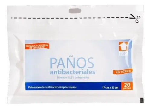 Paños Húmedos Antibacteriales Clean Ideas 20 Pzs