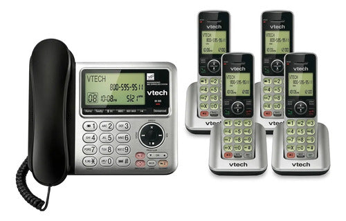 Teléfono Alámbrico E Inalámbrico Vtech Cs6649-4 Dect 6.0 Plateado