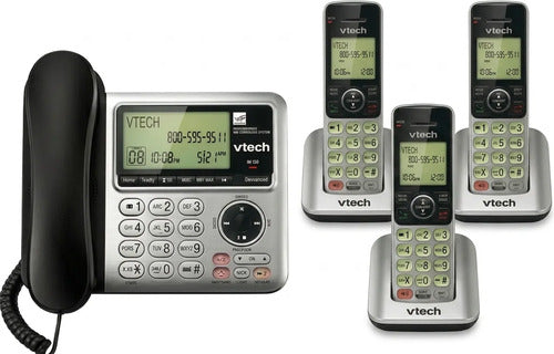 Teléfono Alámbrico E Inalámbrico Vtech Cs6649-3 Dect 6.0 Plateado