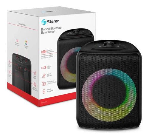 Bocina Portátil Steren Boom-200 Bluetooth Con Súper Bajo Negro