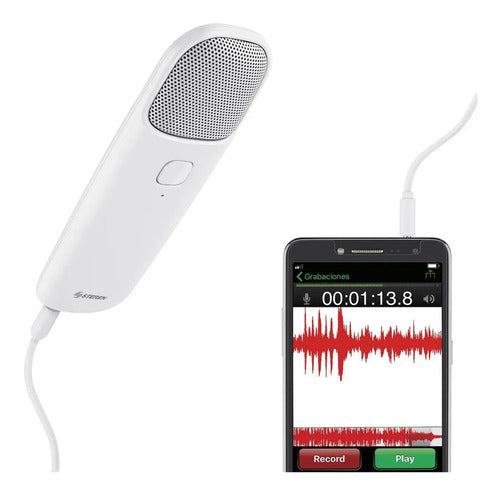 Micrófono Steren Mic-558 Blanco Podcast Streaming Smartphone Blanco