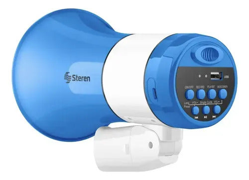 Mini Megáfono Steren Mg-245 Grabador Y Batería Recargable Azul