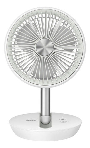 Ventilador Steren Fan-260bl Recargable Rejilla Giratoria Blanco