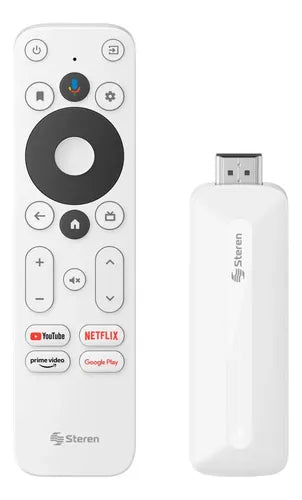 Steren Intv-900 Tv Stick Certificado 4k Android Tv Blanco Blanco De Voz