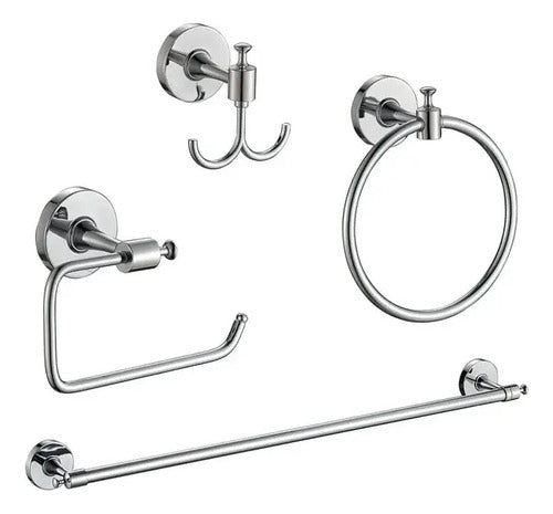 Juego De Accesorios Para Baño Homefits 30700521 4 Piezas Plateado
