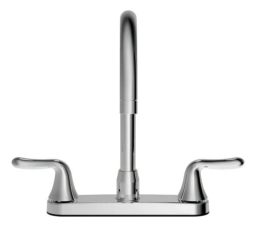 Mezcladora Cocina Homefits 10100091 Duomando Fregadero Laton Plateado Cromado