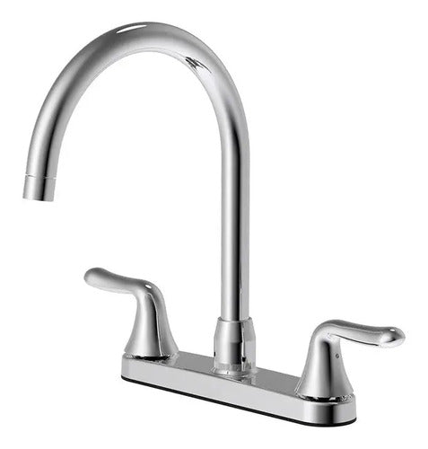 Mezcladora Cocina Homefits 10100091 Duomando Fregadero Laton Plateado Cromado
