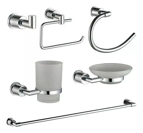 Juego De Accesorios Para Baño Homefits 30700491 6 Piezas Plateado
