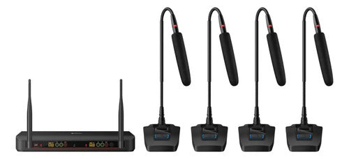 Set 4 Microfonos Inalambricos Steren Mic-8045 Conferencias Negro