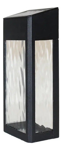 Lampara Solar Tipo Farol De Pared Exterior Luz Moderna Color Negro / Cubo