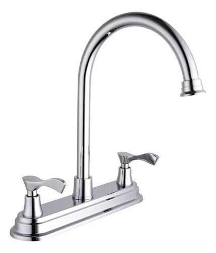 Mezcladora Cocina Homefits 10100021 Duomando Fregadero Plateado Brillante