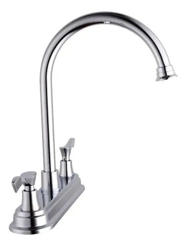 Mezcladora Cocina Homefits 10100021 Duomando Fregadero Plateado Brillante