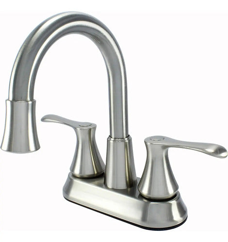 Mezcladora Lavabo Baño Homefits 30400291 Doble Mando Laton Plateado Cromado