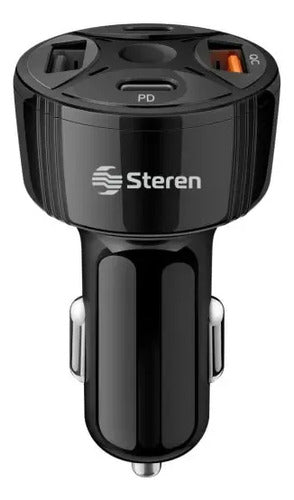 Cargador Auto Steren Eli-863 Carga Rapida Pd 30w Y Qc 18w Negro