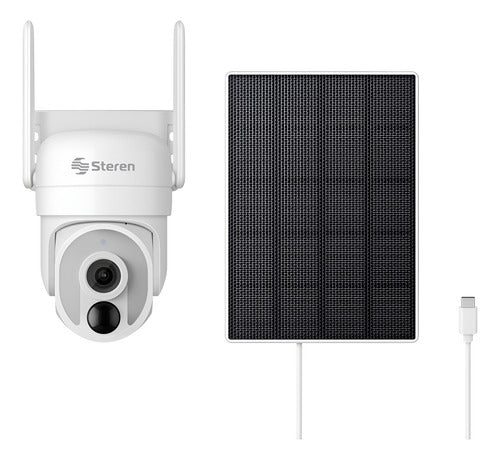 Steren Cctv-645 Camara Robotizada Wifi 6 Con Panel Solar Blanco