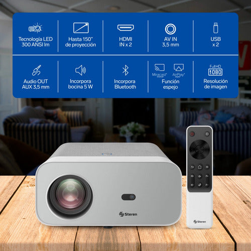 Proyector Multimedia Steren Pro-4000gr Full Hd Gris Claro Gris Claro