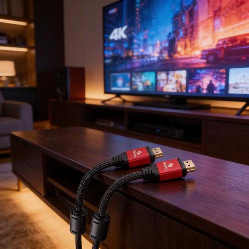 Cable Hdmi4k Con Cable Tipo Cordón, Filtro De Ferrita De 15m