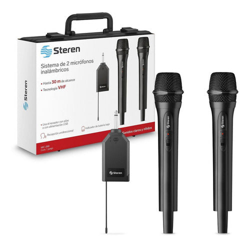Set De 2 Micrófonos Estéreo Steren Mic-288 Negro