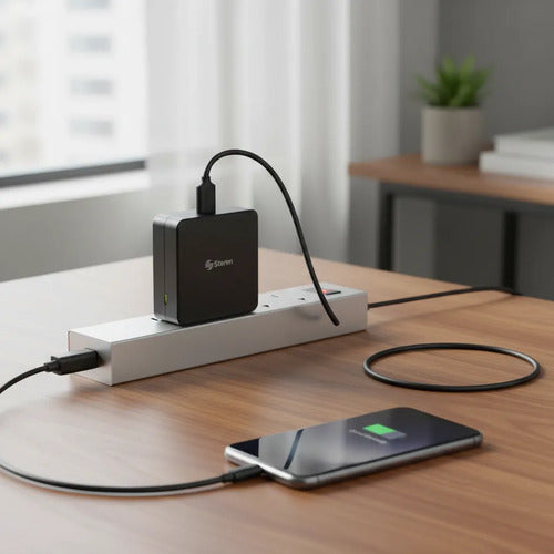 Cargador Steren Com-1395 Usb-c Negro 220v 5v Negro