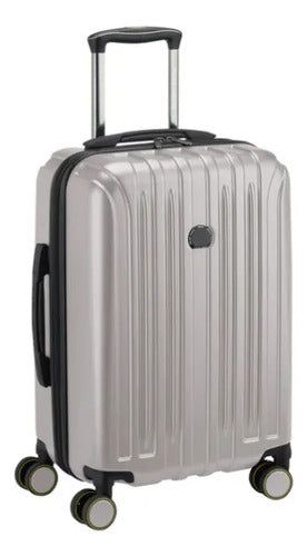Juego 2 Maletas Delsey Paris Modelo Spinner Gris Brillante Plateado Rayas