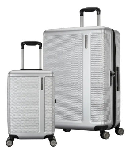 Set 2 Maletas Samsonite Allston Ltd Rígidas De Exhibición Plateado Rayas