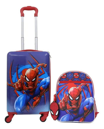Kit De Maleta Y Mochila De Spiderman Para Niños Azul Hombre Araña