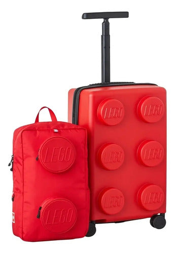 Kit De Maleta Y Mochila Lego Expandible Roja / Amarilla Rojo Rayas