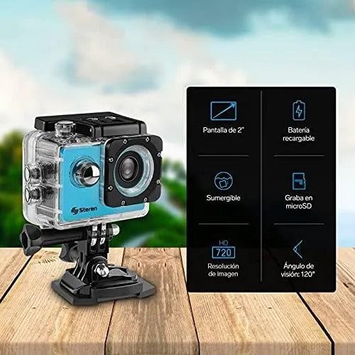 Cámara Deportiva Para Niños Steren Cam-kids Hd Fotos Y Video Azul Acero