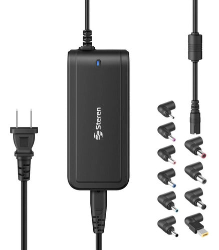 Cargador Universal Laptop Steren Com-136 Slim 90w 10 Puntas Negro