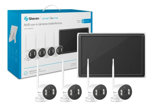 Sistema Seguridad Steren 8 Ch + 4 Cámaras Wi-fi Sin Cables Negro