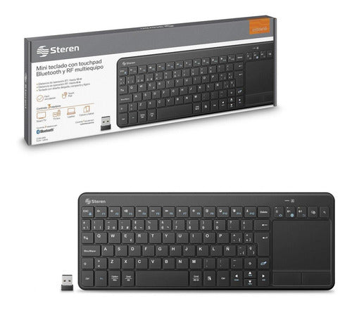 Mini Teclado Bluetooth* /rf Con Touchpad Multiequipo Com-685 Negro Español Latinoamérica
