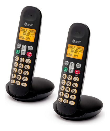 Teléfono Inalámbrico At&t El1101-2 Dect 6.0 Set De 2 Auric. Negro
