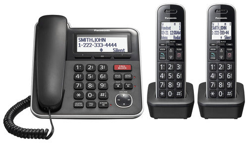 Panasonic - Sistema De Teléfono Ampliable 2 Teléfonos, Kx-tgb852b (negro) - Bueno (Reacondicionado)