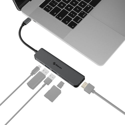 Hub Usb Steren Usb-4740 5 Puertos 10 Cm Aluminio