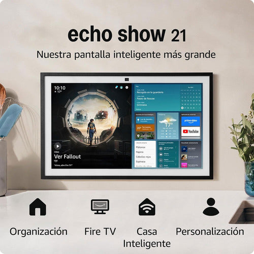 Amazon Alexa Echo Show 21 + Fire Tv Color Blanco Blanco Negro
