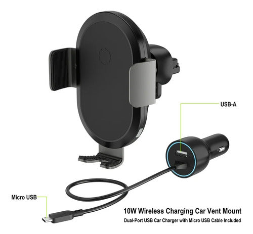 Soporte Cargador Inalámbrico Onn Juice 10w/7.5w Para Auto Negro