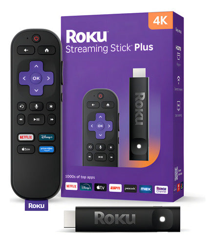 Roku Streaming Stick Plus 4k Hdr Control Voz Portátil Negro