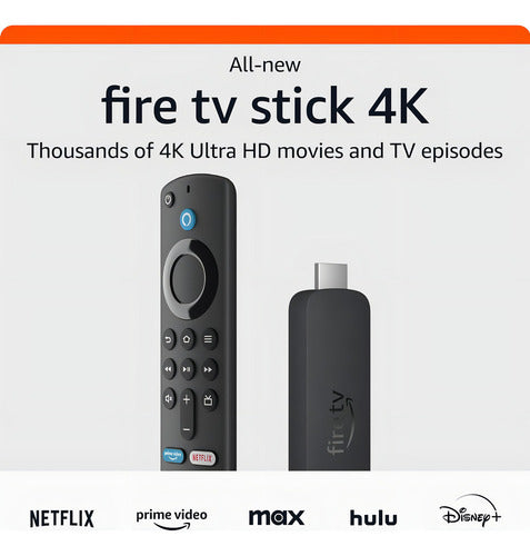 Fire Tv Stick 4k 2da Gen Streaming Alexa Control Remoto Negro De Voz